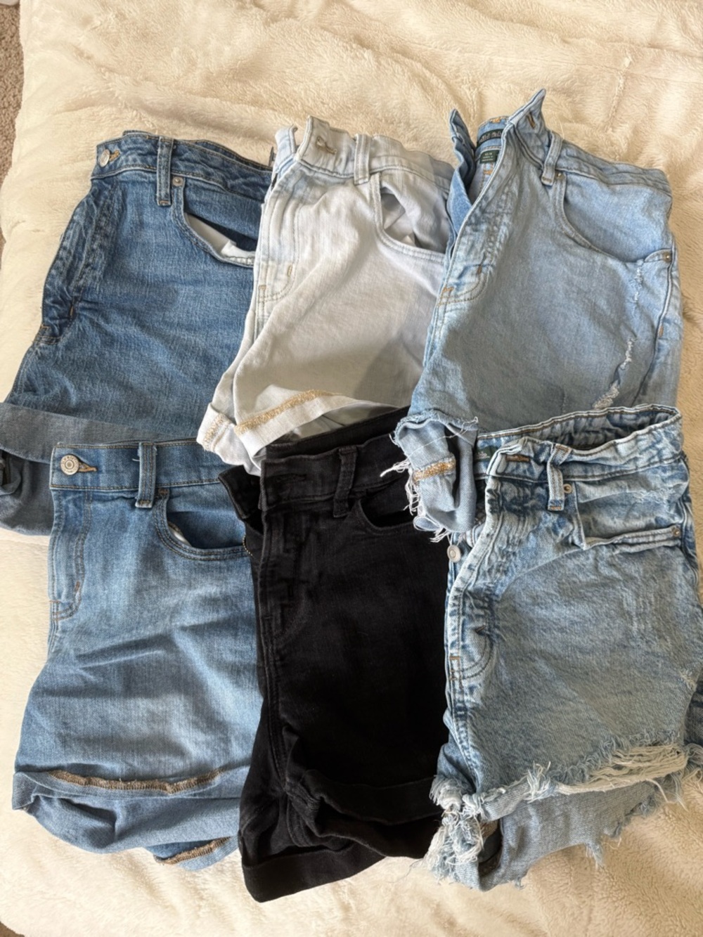 Mixed Denim Shorts Bundle in Light Blue, Medium Blue & Black size 12 women’s